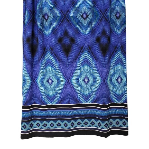 Chicos Geometric Pattern Maxi Skirt Womens Size 0 Blue Side Slit Boho Festival - Picture 6 of 9